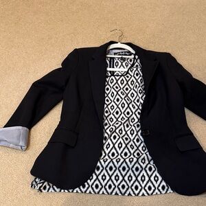 H&M Navy Blazer with Patterned Lining